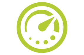 Software icon of a performance gauge, representing CAT²’s Factory Analytics module for real-time OEE tracking in food and poultry manufacturing.