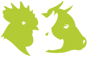 Icon representing livestock species including cow, pig, and chicken — used for CAT²’s livestock receiving and traceability solutions.